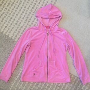 LILLY PULITZER Velour Zip Up Hoodie: women’s small, pink